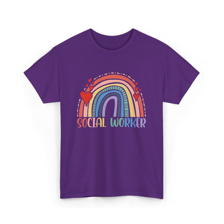 Social Worker Rainbow Support T-Shirt - Purple