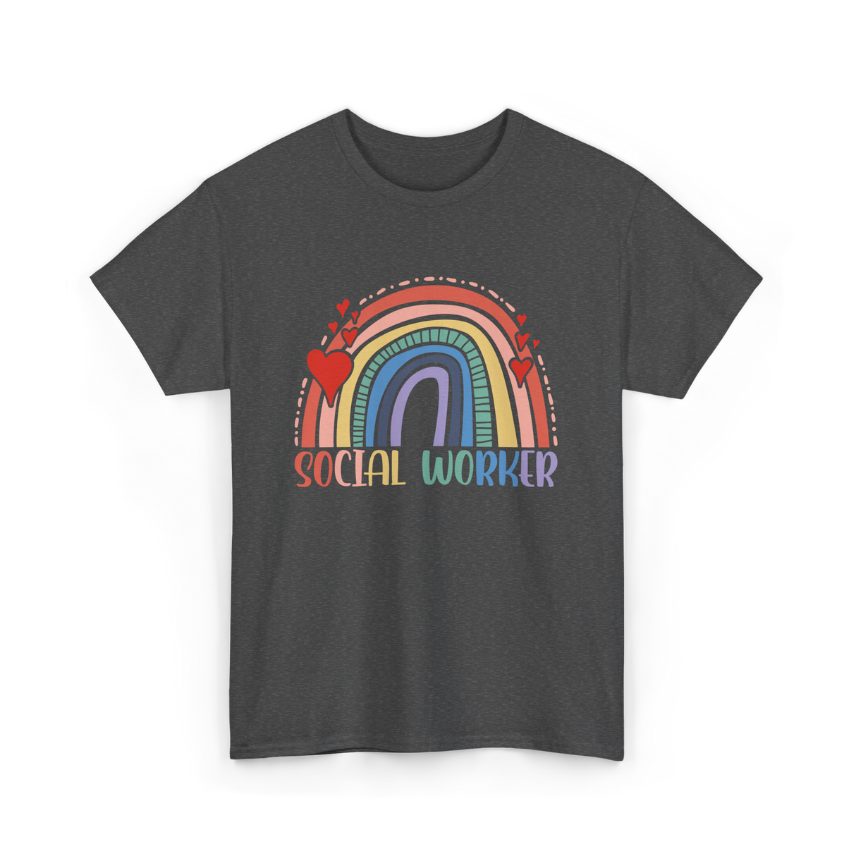 Social Worker Rainbow Support T-Shirt - Dark Heather