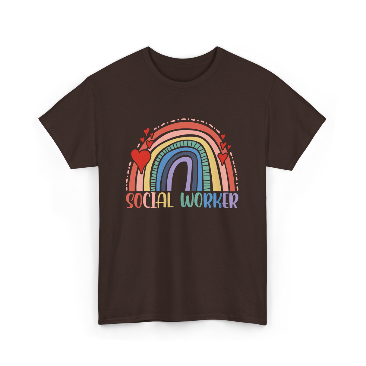 Social Worker Rainbow Support T-Shirt - Dark Chocolate