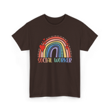 Social Worker Rainbow Support T-Shirt - Dark Chocolate