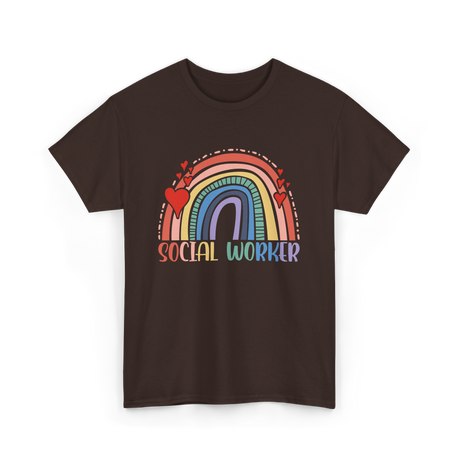 Social Worker Rainbow Support T-Shirt - Dark Chocolate