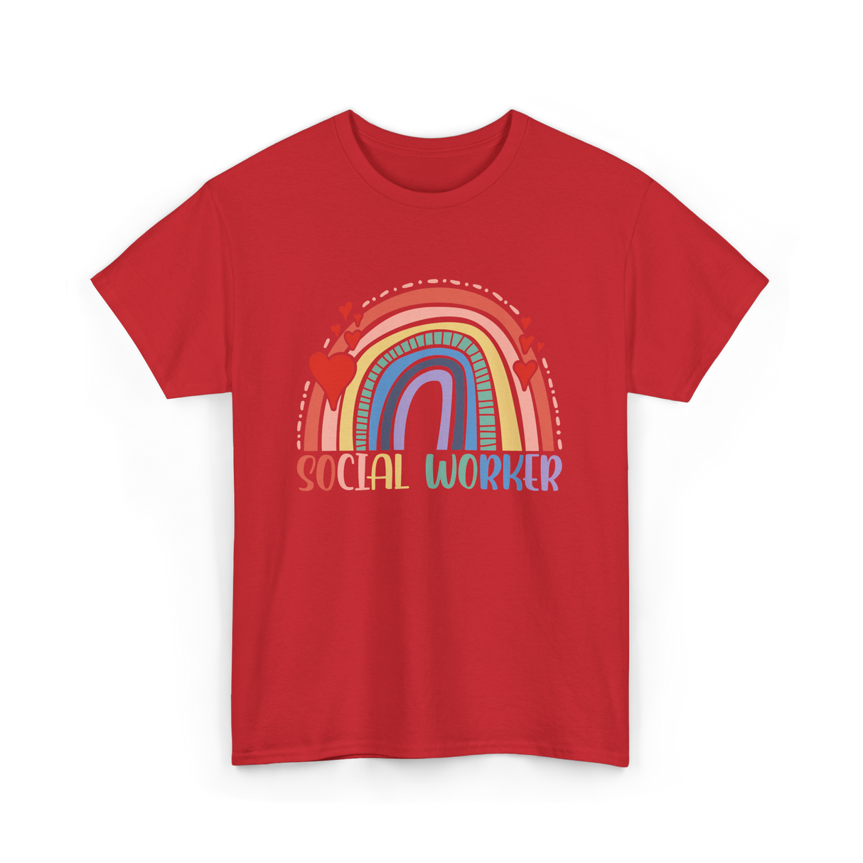 Social Worker Rainbow Support T-Shirt - Red