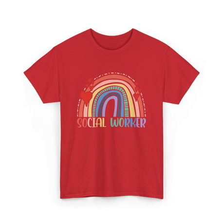 Social Worker Rainbow Support T-Shirt - Red