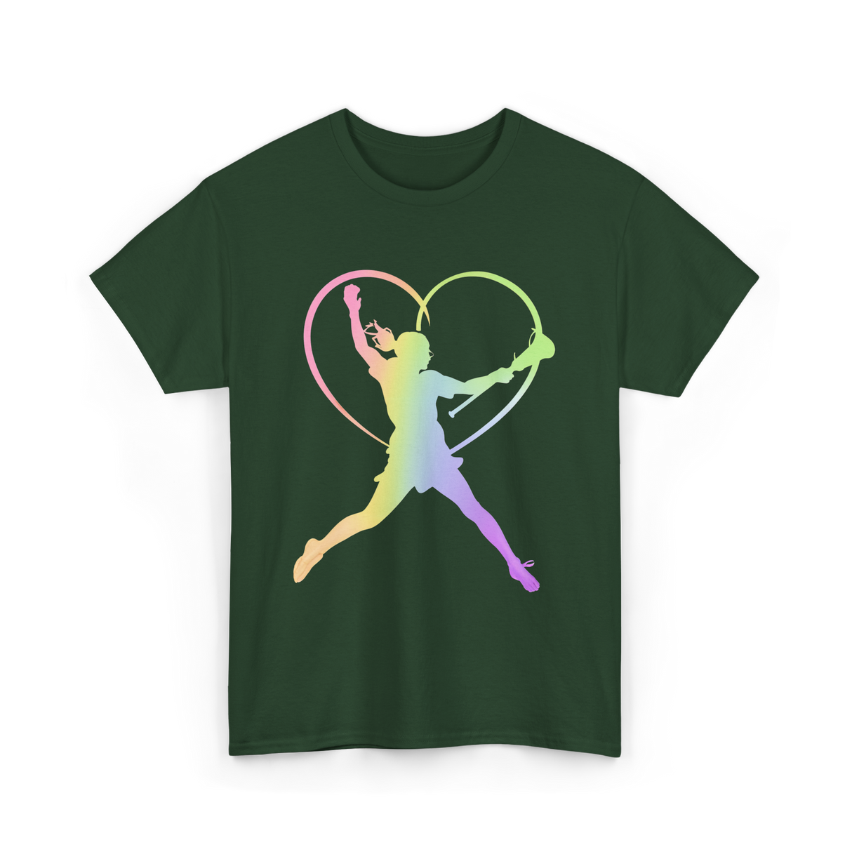 Soft Rainbow Softball Player Gifts T-Shirt - Forest Green