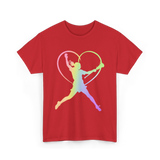 Soft Rainbow Softball Player Gifts T-Shirt - Red