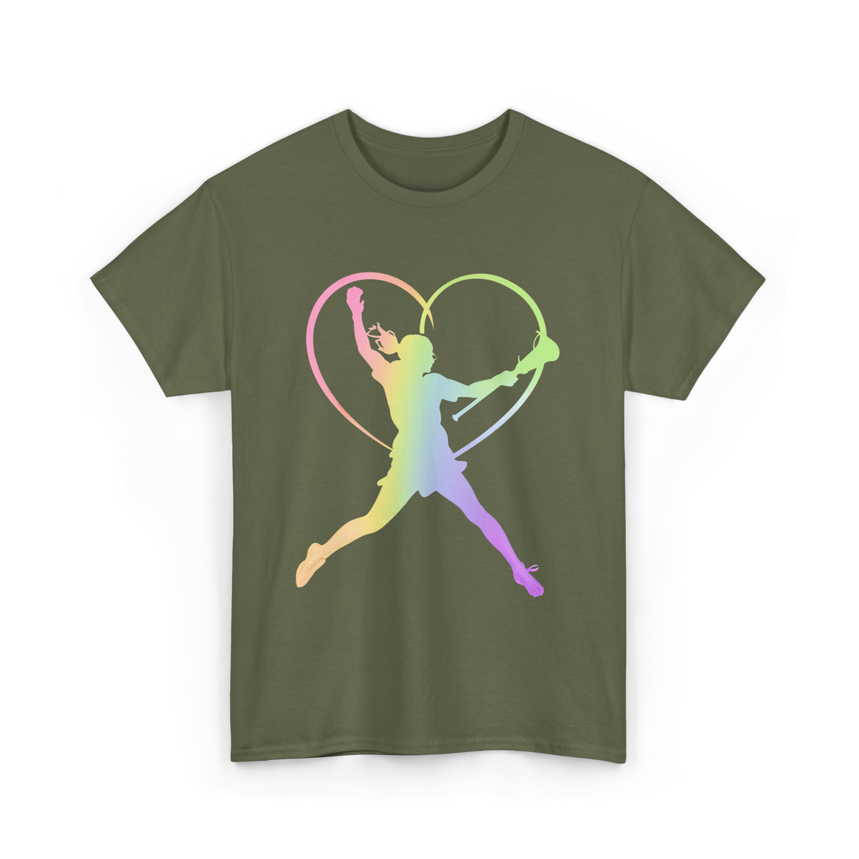 Soft Rainbow Softball Player Gifts T-Shirt - Military Green