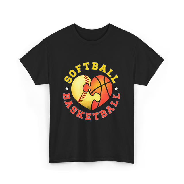 Softball Basketball Sports Love T-Shirt - Black