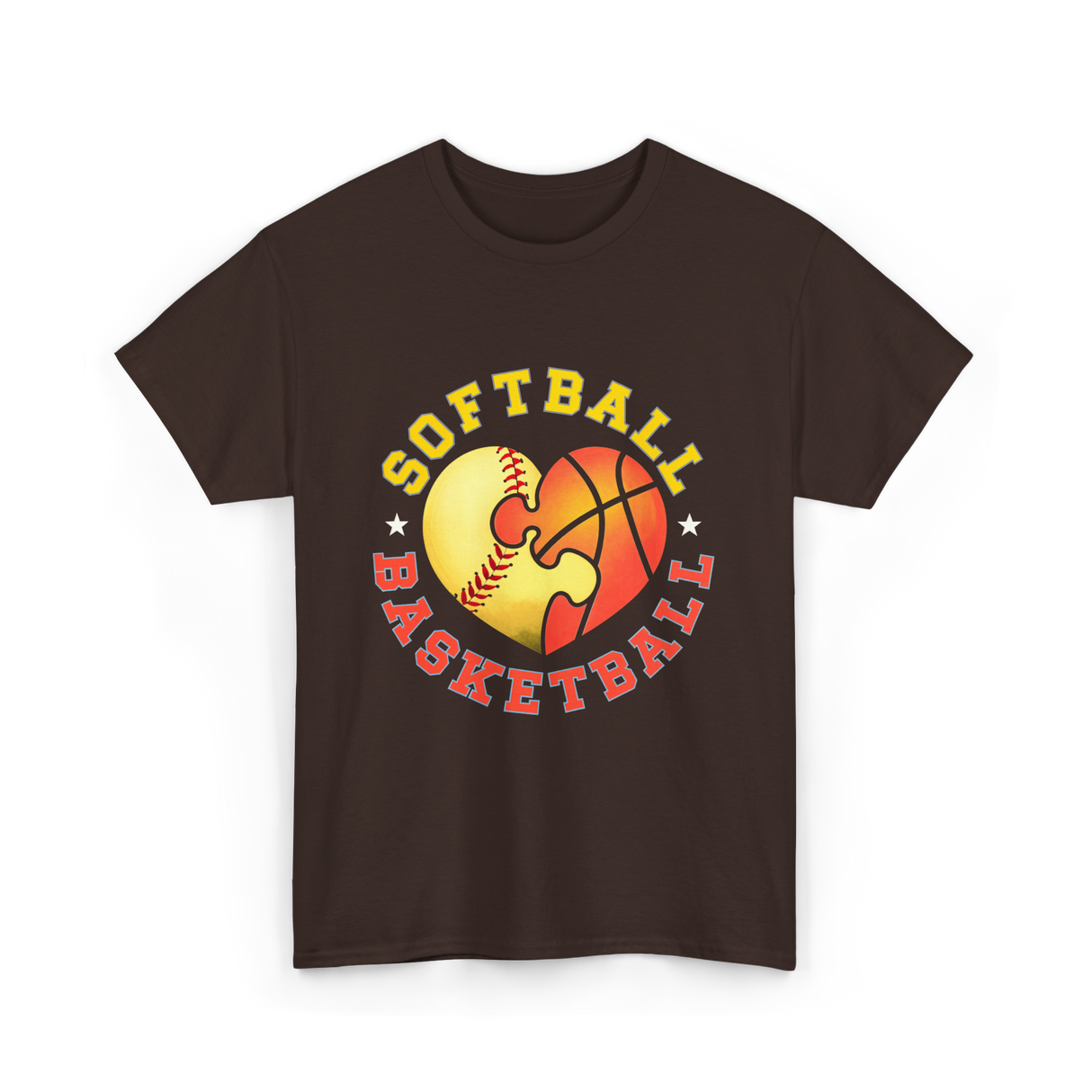 Softball Basketball Sports Love T-Shirt - Dark Chocolate