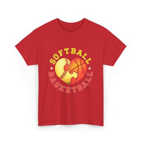 Softball Basketball Sports Love T-Shirt - Red