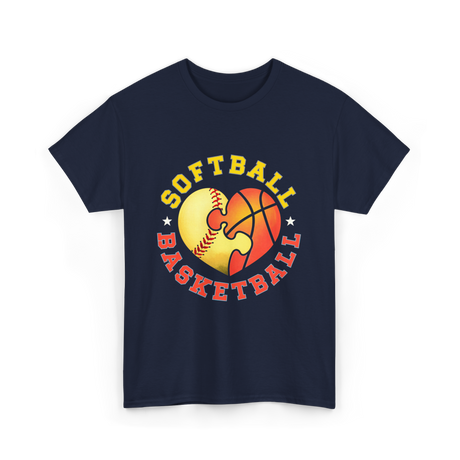 Softball Basketball Sports Love T-Shirt - Navy