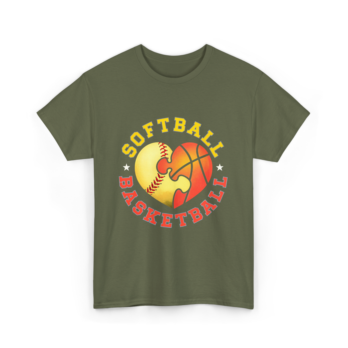 Softball Basketball Sports Love T-Shirt - Military Green