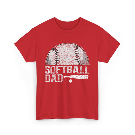 Softball Dad Softball Player T-Shirt - Red