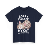 Sorry I'm Late Cat Lover T-Shirt - Navy