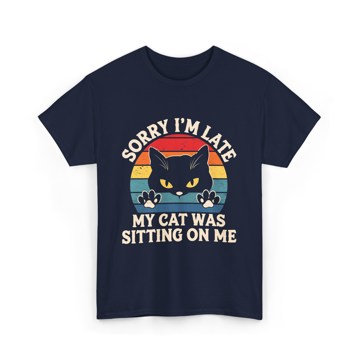 Sorry I'm Late Cat Lover T-Shirt - Navy