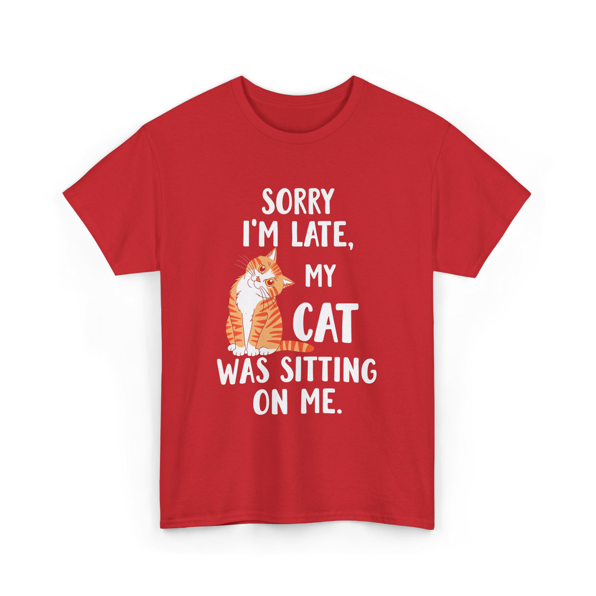 Sorry I'm Late Cat T-Shirt - Red