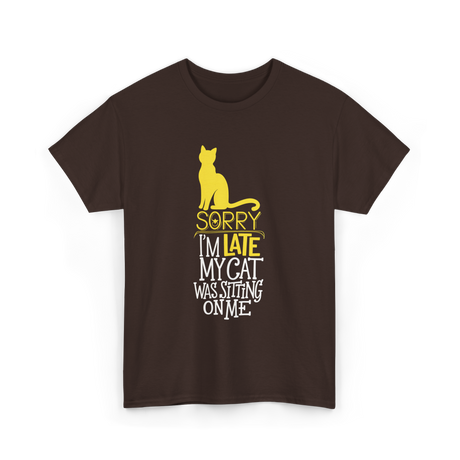 Sorry I'm Late Cat T-Shirt - Dark Chocolate