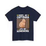 Sorry My Capybara Homework Capybara T-Shirt - Navy