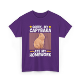 Sorry My Capybara Homework Capybara T-Shirt - Purple