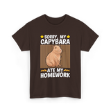 Sorry My Capybara Homework Capybara T-Shirt - Dark Chocolate