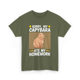 Sorry My Capybara Homework Capybara T-Shirt - Military Green