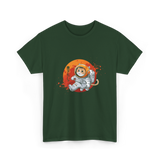 Space Cat Astronaut Kanji T-Shirt - Forest Green