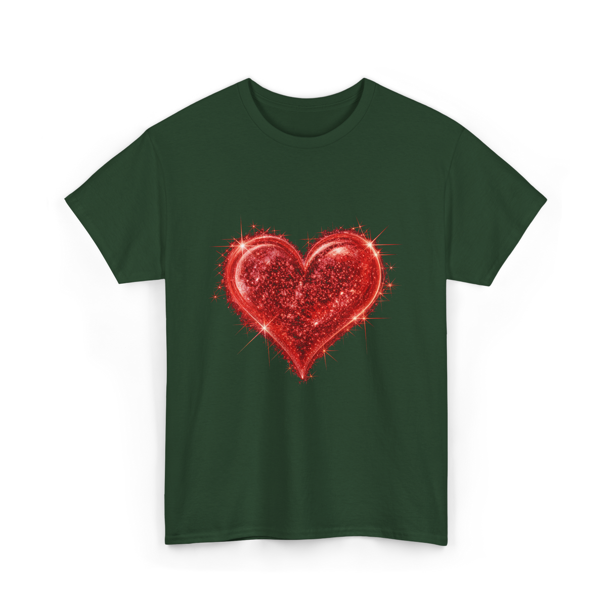 Sparkling Heart Love T-Shirt - Forest Green