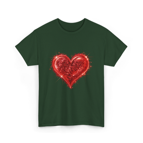 Sparkling Heart Love T-Shirt - Forest Green