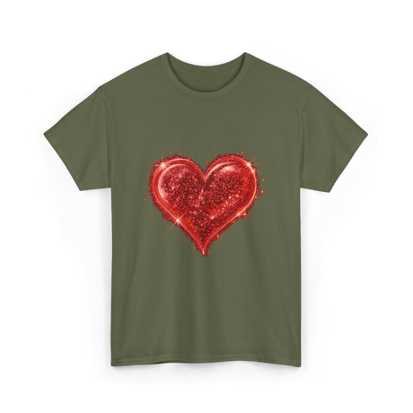 Sparkling Heart Love T-Shirt - Military Green