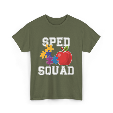 SPED Squad Special Education Teacher T-Shirt - Military Green