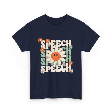 Speech Flowers Speech Therapy T-Shirt - Navy