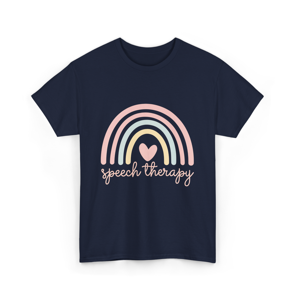 Speech Therapy Rainbow SLP T-Shirt - Navy