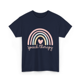 Speech Therapy Rainbow SLP T-Shirt - Navy