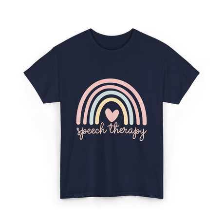 Speech Therapy Rainbow SLP T-Shirt - Navy