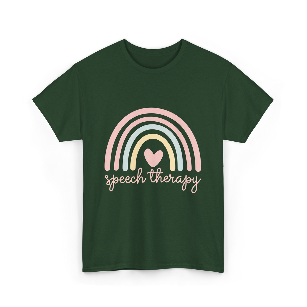 Speech Therapy Rainbow SLP T-Shirt - Forest Green