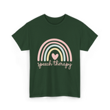 Speech Therapy Rainbow SLP T-Shirt - Forest Green