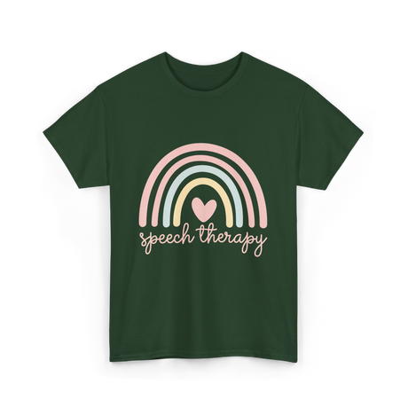 Speech Therapy Rainbow SLP T-Shirt - Forest Green