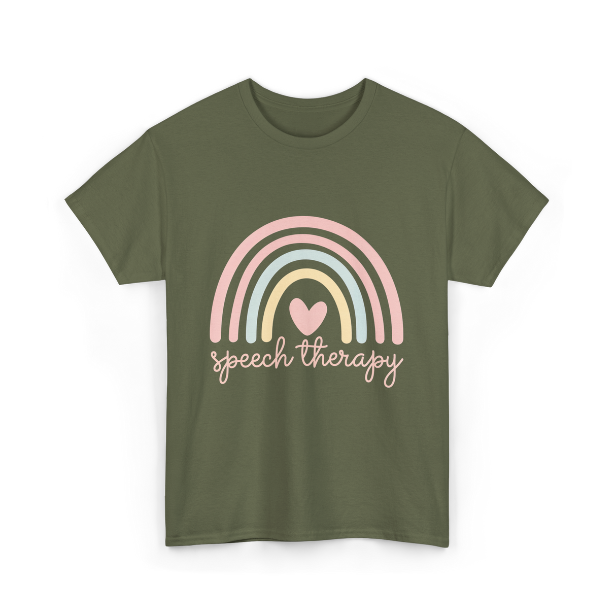 Speech Therapy Rainbow SLP T-Shirt - Military Green