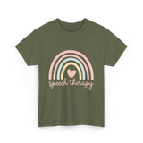 Speech Therapy Rainbow SLP T-Shirt - Military Green