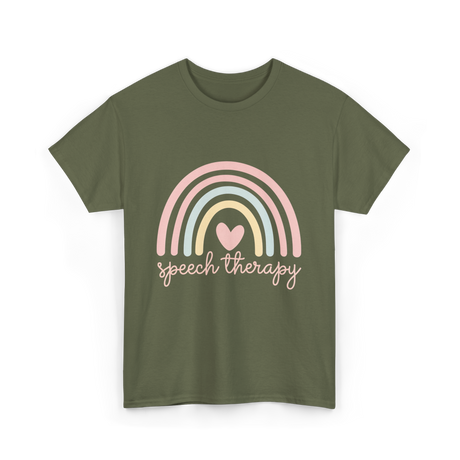 Speech Therapy Rainbow SLP T-Shirt - Military Green