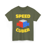 Speed Cuber Speedcubing Cube T-Shirt - Military Green