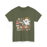 Spooky Teacher Halloween Educator T-Shirt - Military Green