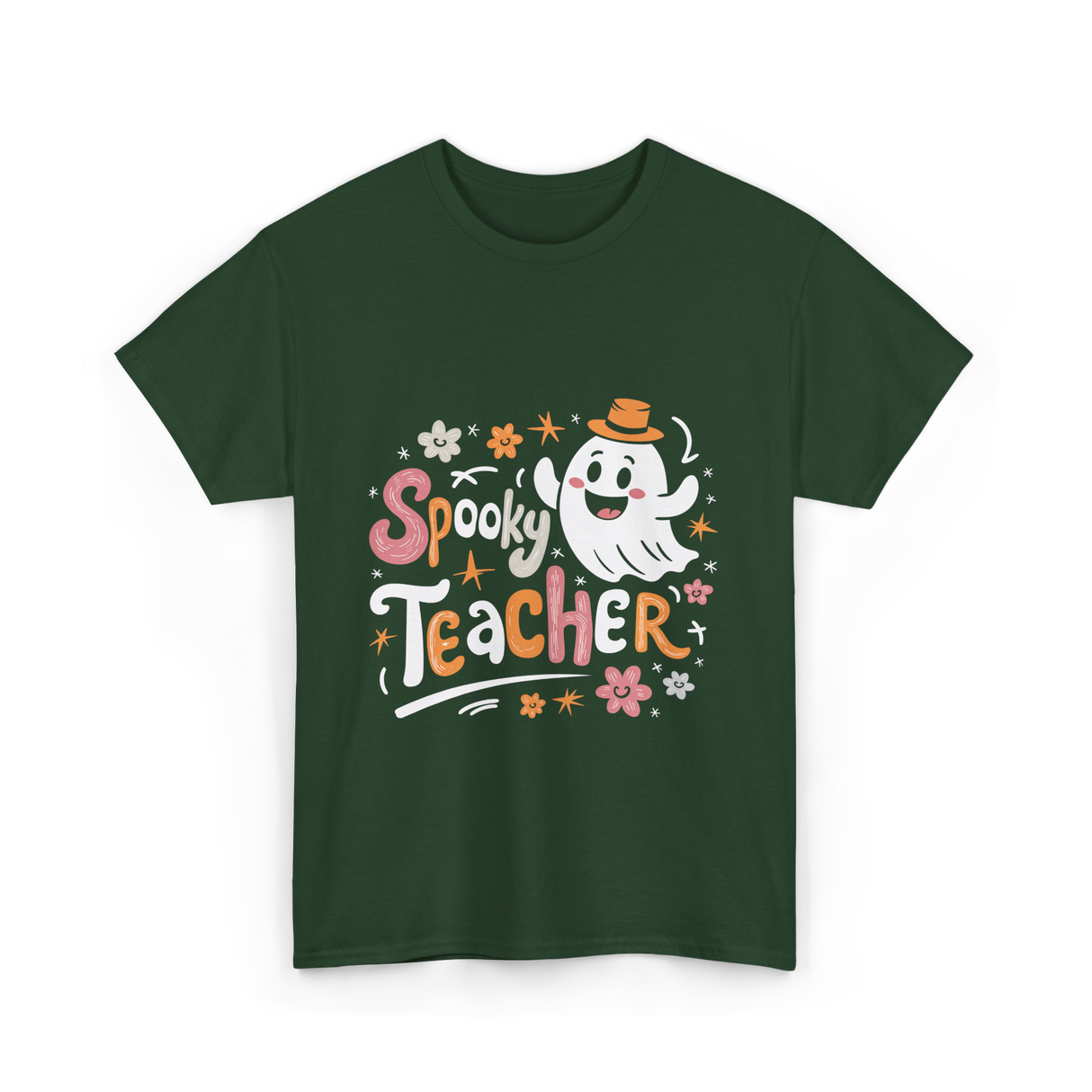 Spooky Teacher Halloween Educator T-Shirt - Forest Green