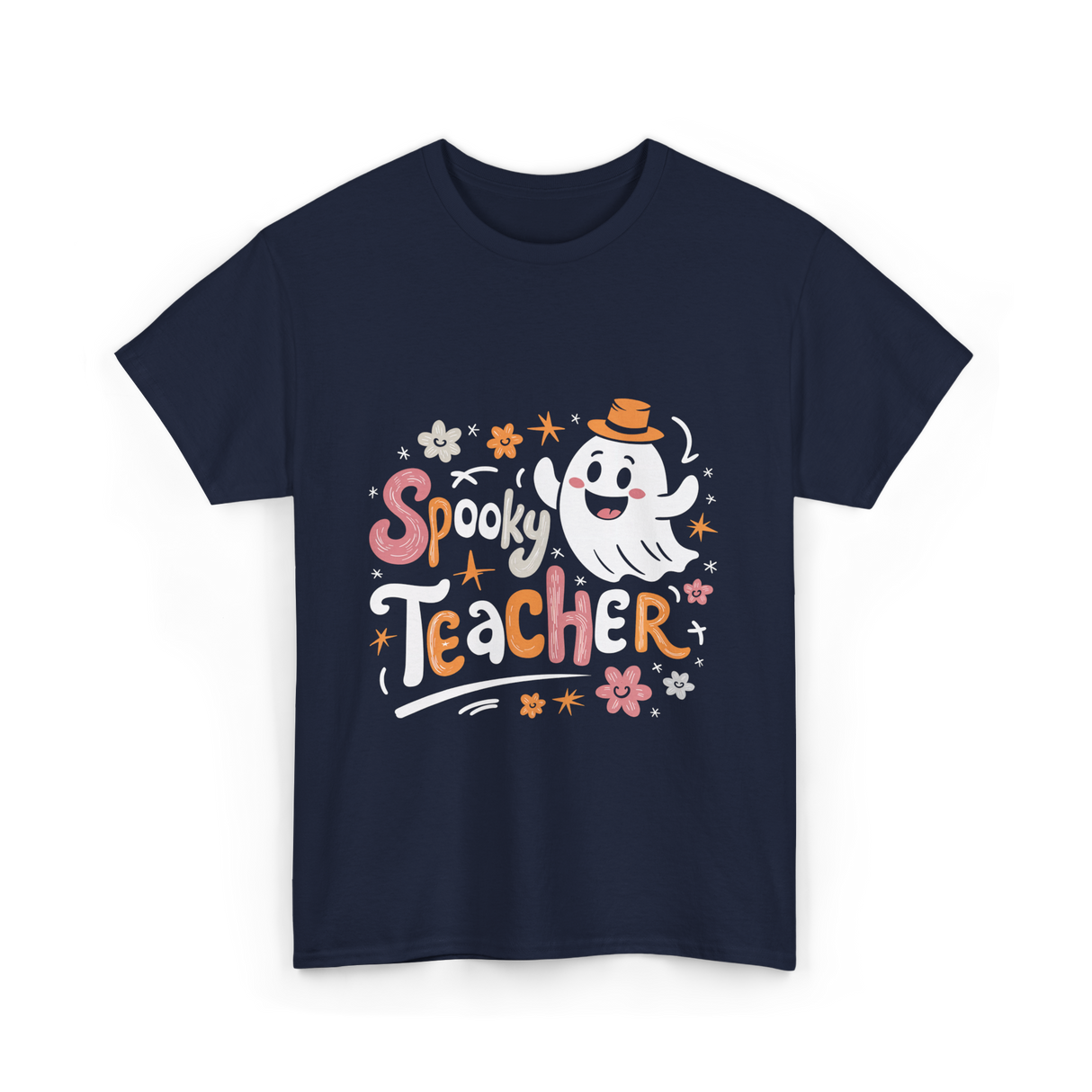 Spooky Teacher Halloween Educator T-Shirt - Navy