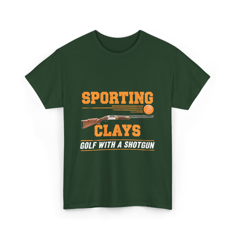 Sporting Clays Golf Shotgun T-Shirt - Forest Green