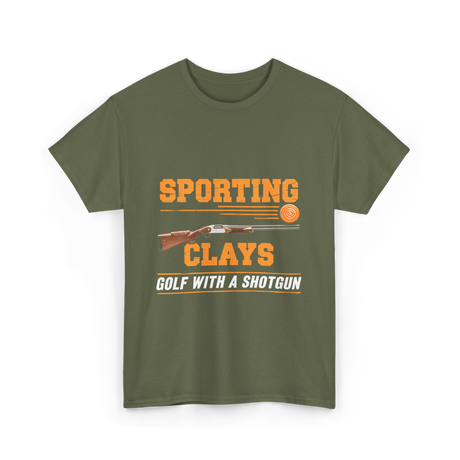 Sporting Clays Golf Shotgun T-Shirt - Military Green