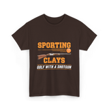 Sporting Clays Golf Shotgun T-Shirt - Dark Chocolate