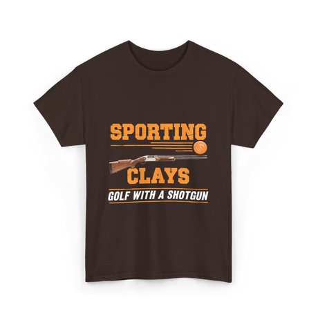 Sporting Clays Golf Shotgun T-Shirt - Dark Chocolate