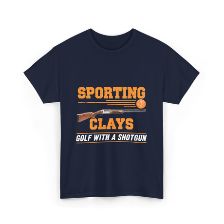 Sporting Clays Golf Shotgun T-Shirt - Navy