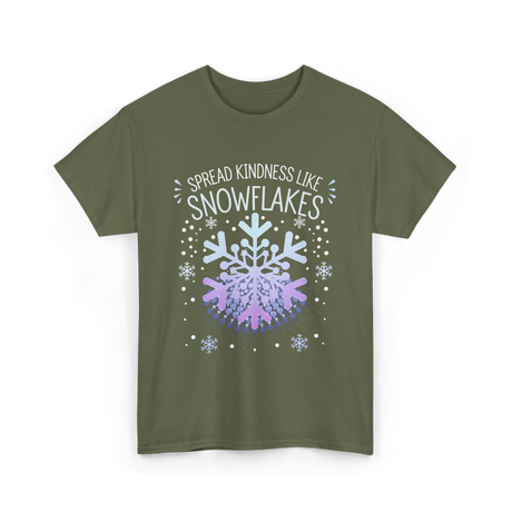 Spread Kindness Snowflakes Kindness T-Shirt - Military Green