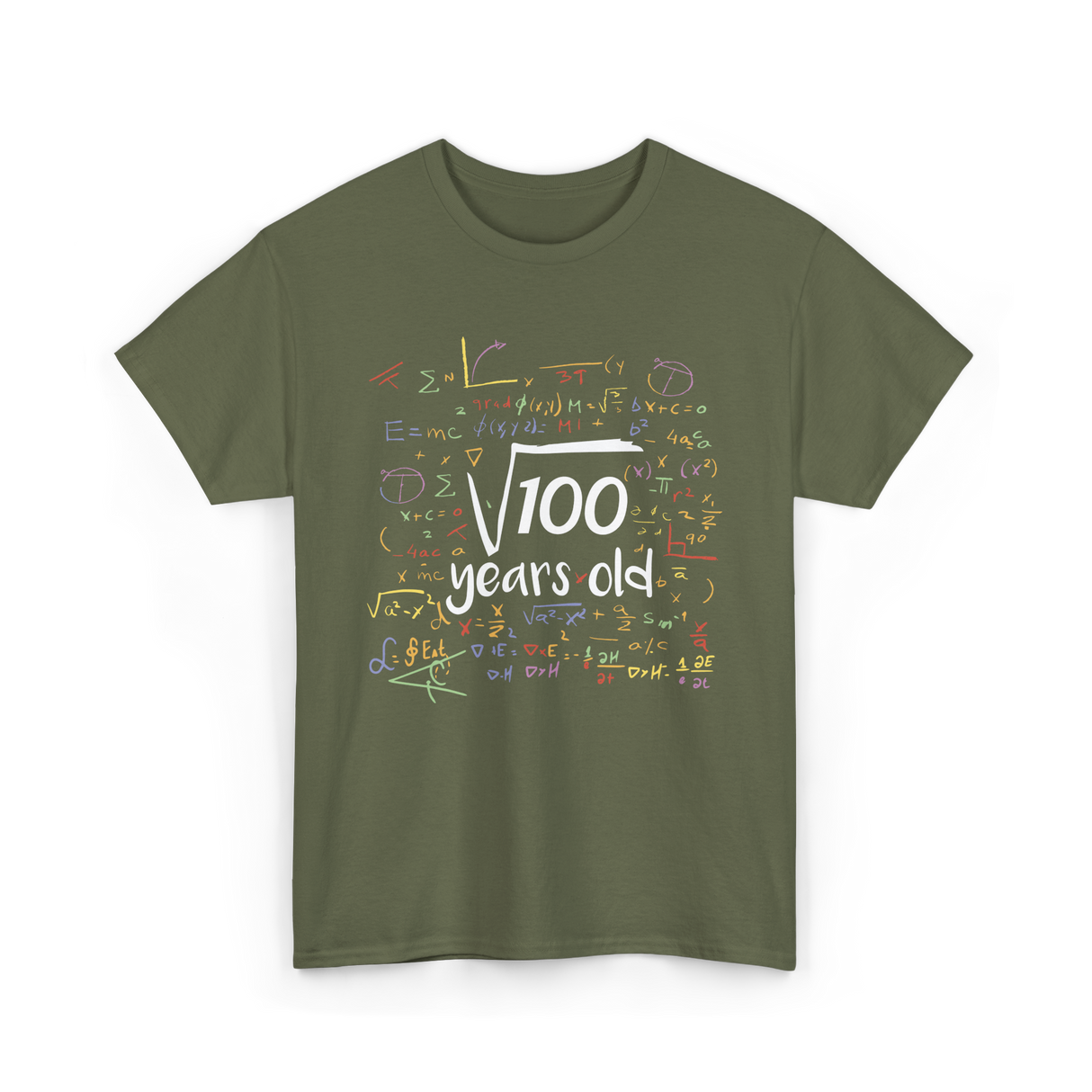 Square Root of 100 Birthday Party T-Shirt - Military Green